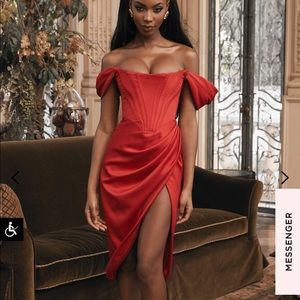 Red Satin Corset Dress Holiday Christmas New Years Cocktail Party Loretta